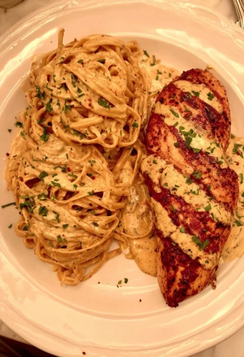 Creamy Garlic Butter Chicken Recipe Best Garlic Butter Chicken Pasta Homemade Alfredo Sauce Linguine Low Calorie Creamy Ga...