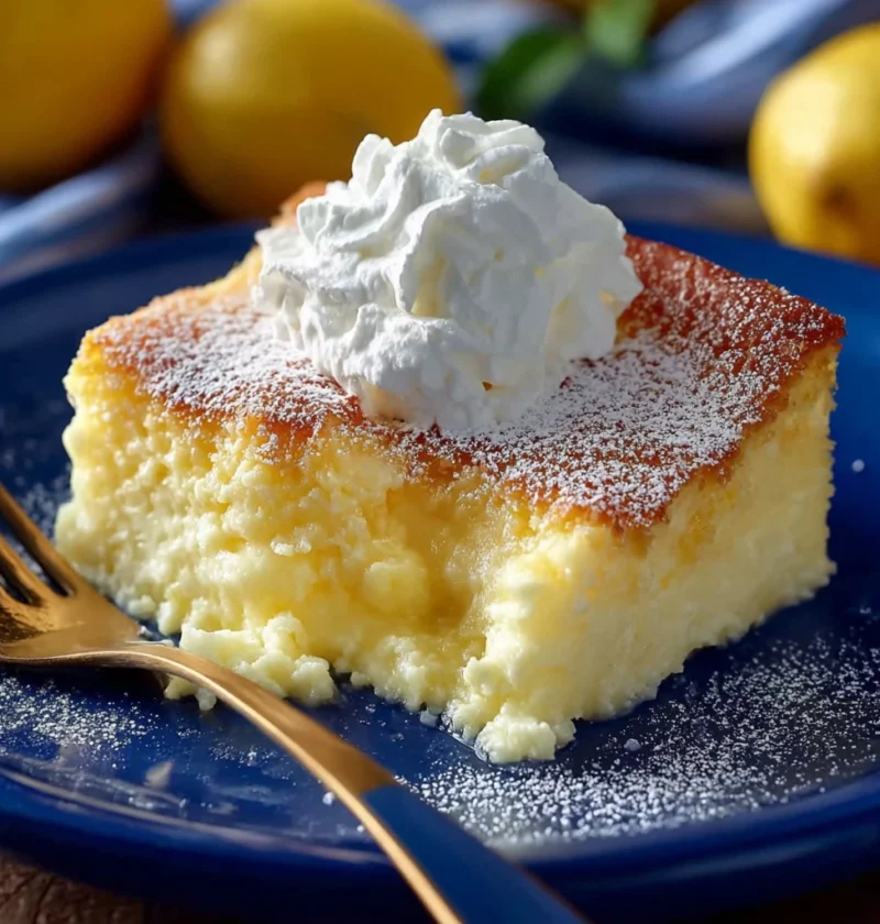 Creamy Lemon Custard Cake