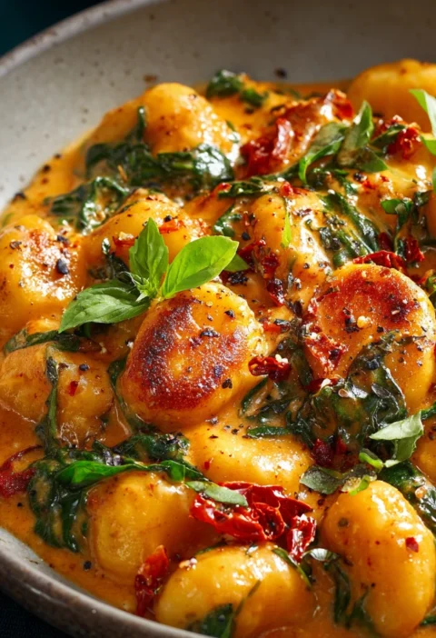 Creamy Tomato Gnocchi Spinach Basil