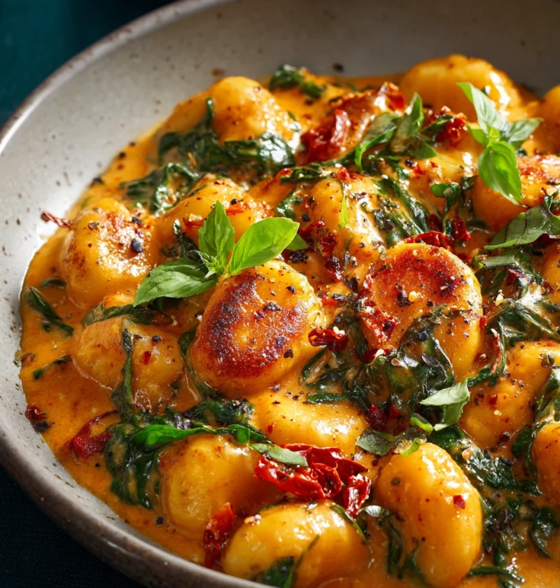 Creamy Tomato Gnocchi Spinach Basil