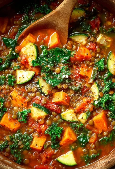 Hearty Vegetable Lentil Soup Recipe Nutritious Lentil Soup With Greens Best Vegetable Lentil Soup Ideas Low-calorie Lentil...