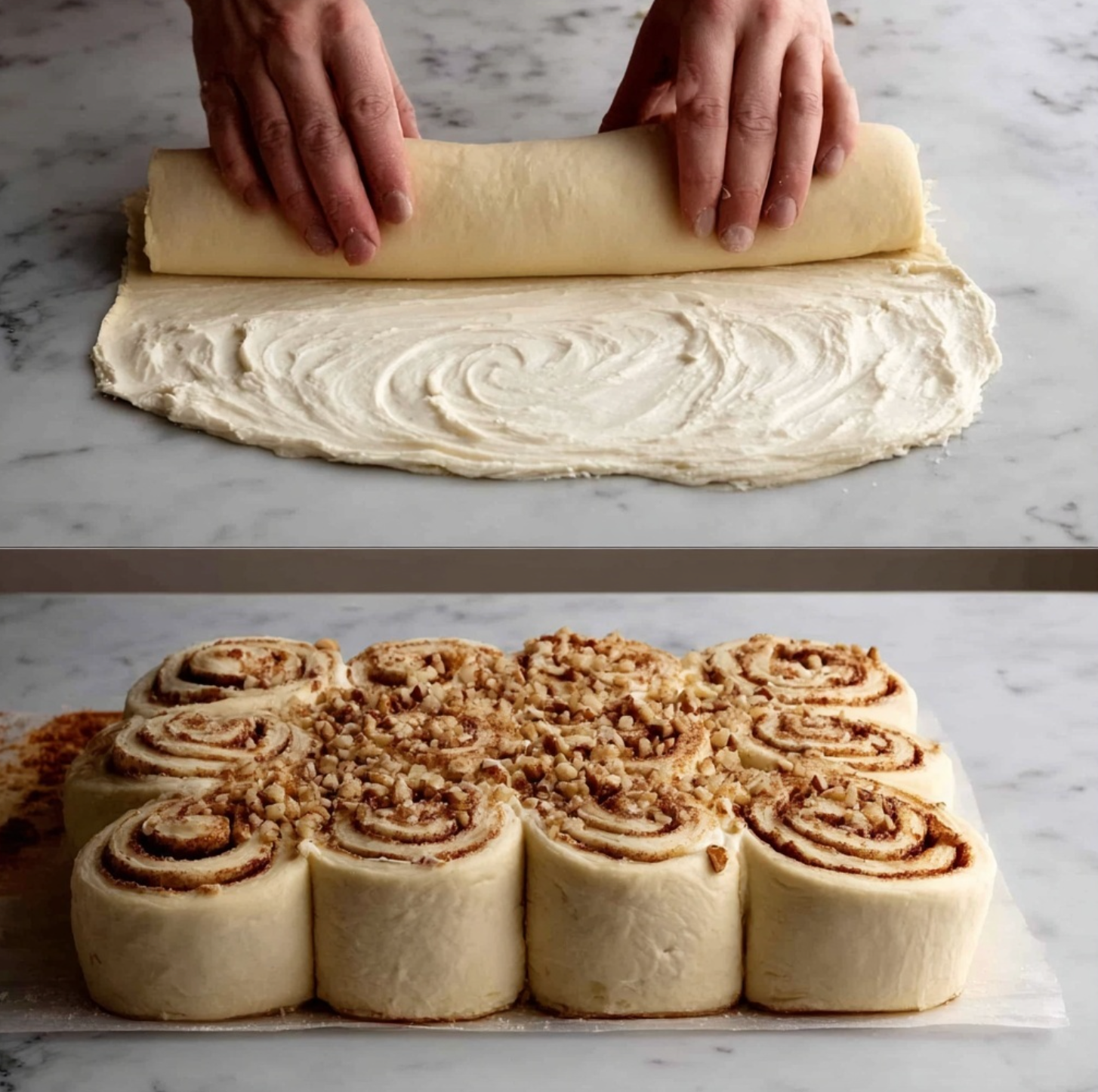 Soft and Fluffy Cinnamon-Walnut Rolls with Cream Cheese Frosting