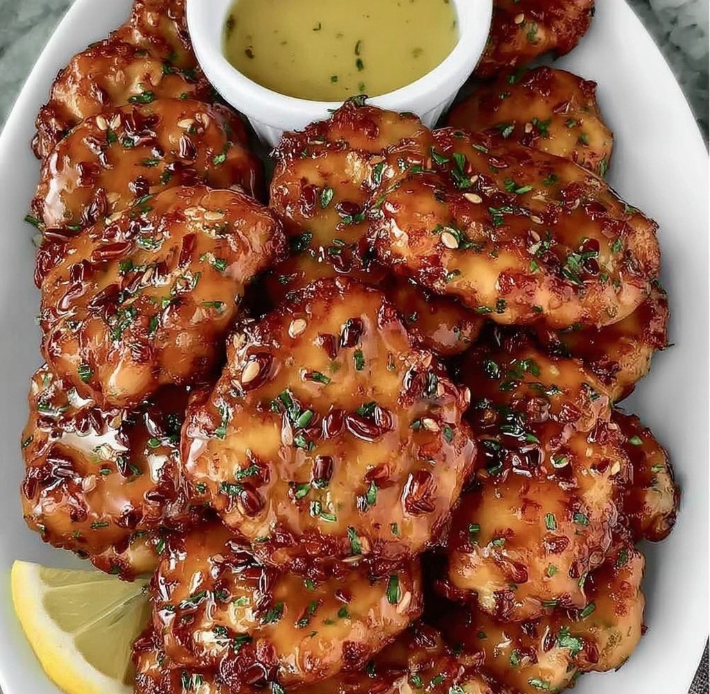 honey garlic chicken fritters