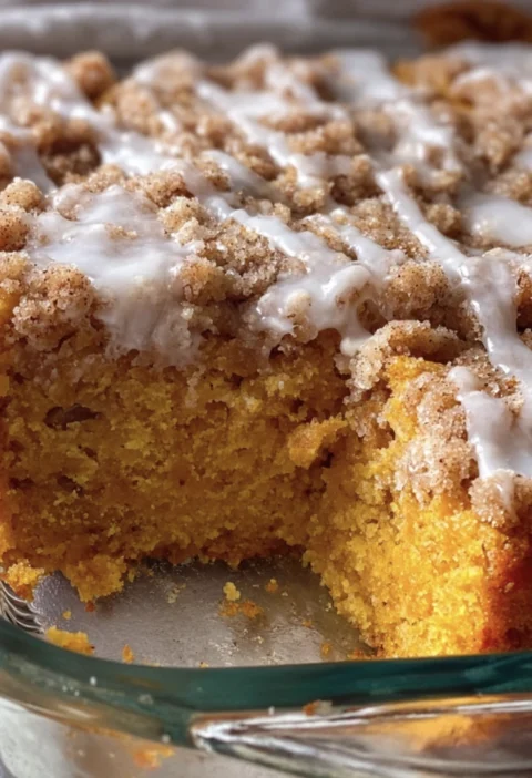 Pumpkin Cinnamon Crumb Cake Vanilla Glaze