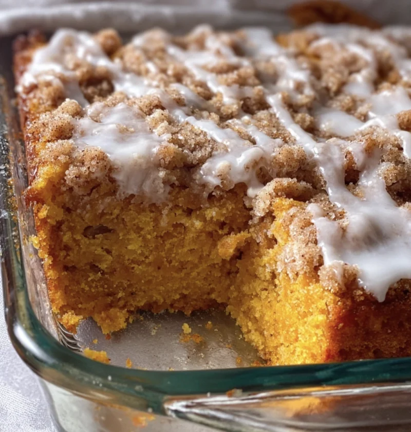 Pumpkin Cinnamon Crumb Cake Vanilla Glaze