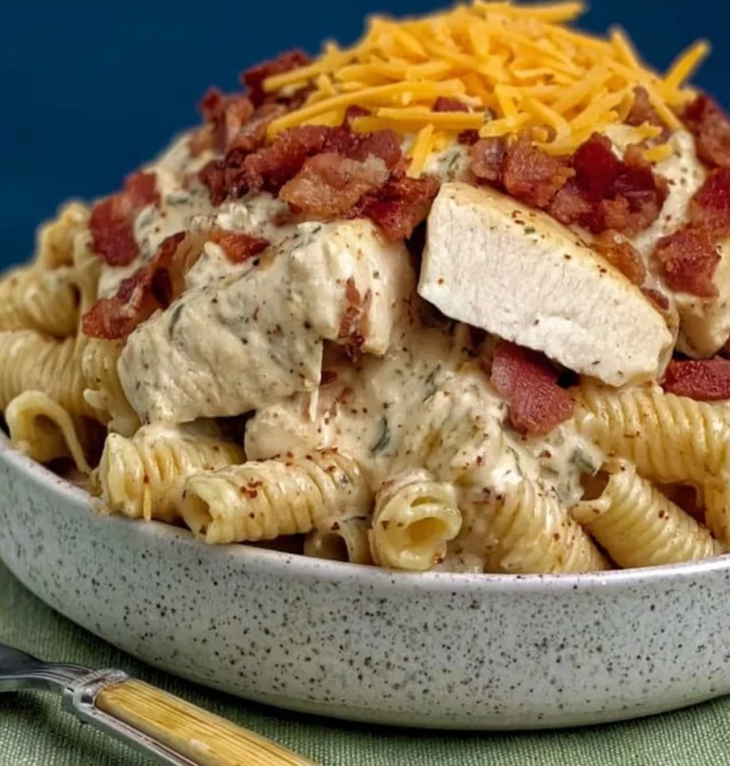 Easy Chicken Bacon Ranch Pasta Recipe Best Chicken Bacon Ranch Pasta Casserole Homemade Chicken Bacon Ranch Pasta Salad Ho...