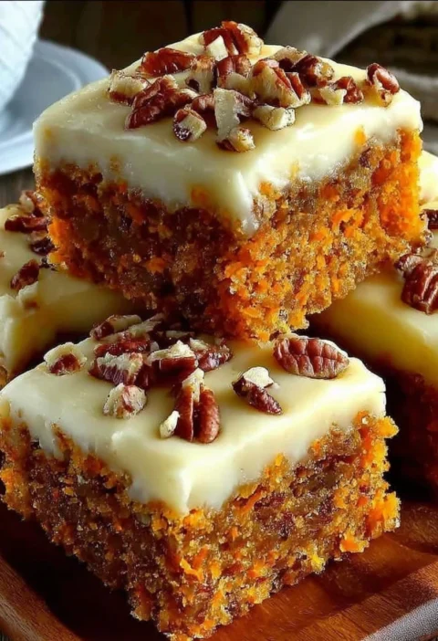 Carrot Cake Bars Cream Cheese Frosting Pecans