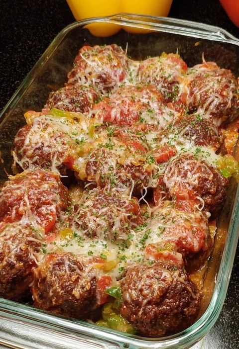 Cheesy Baked Beef Meatballs