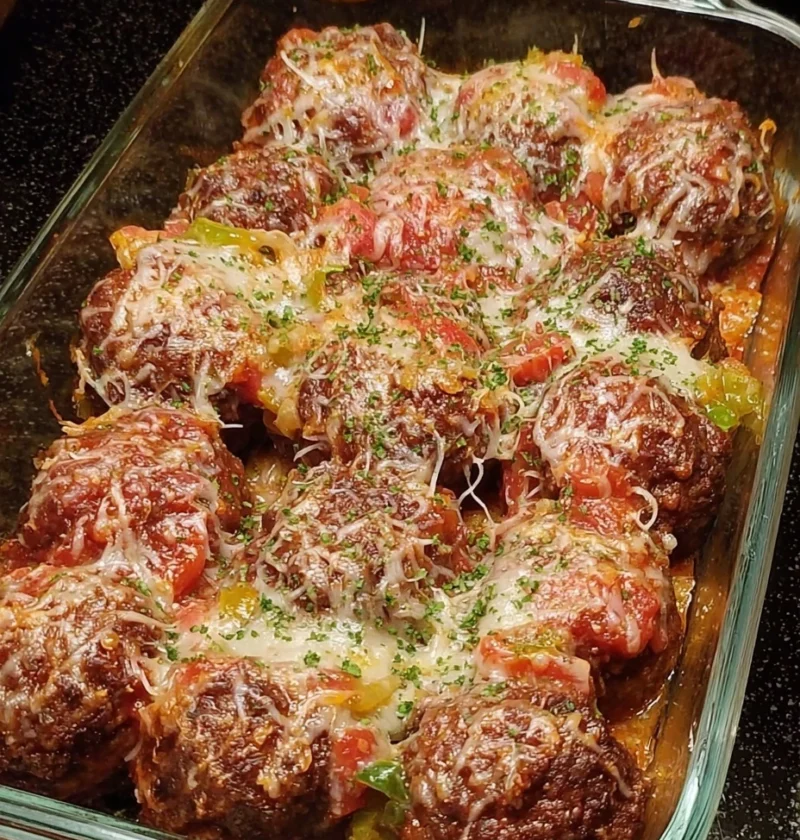 Cheesy Baked Beef Meatballs