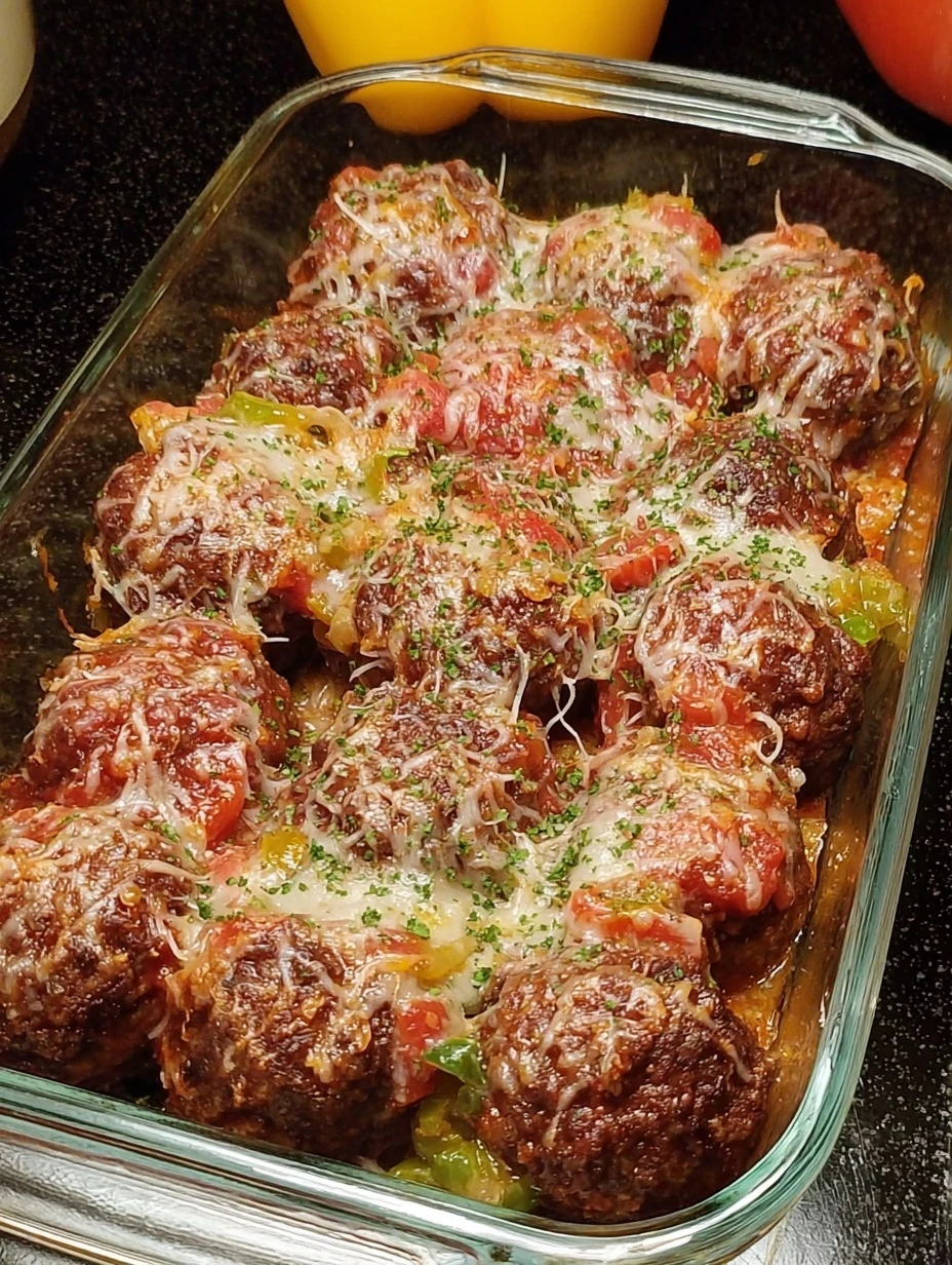 cheesy baked beef meatballs
