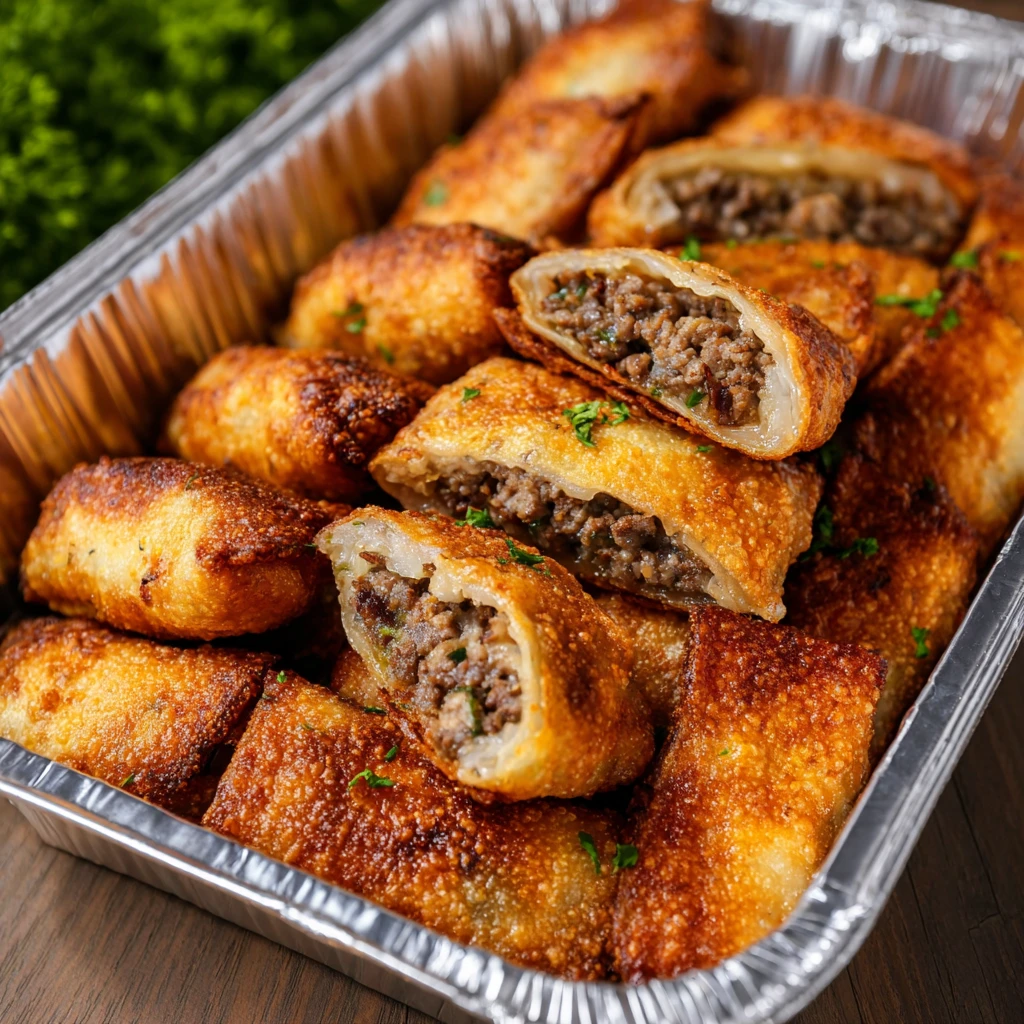 crispy beef and cheese stuffed rolls