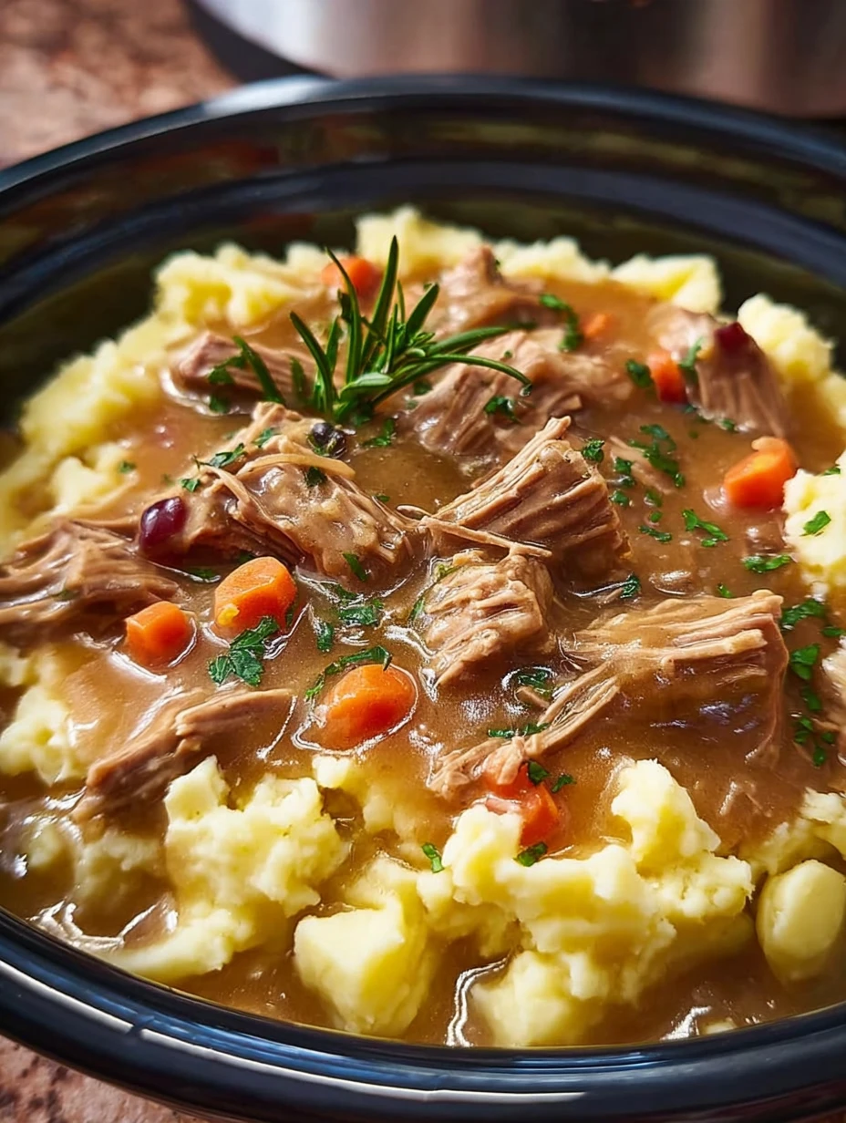 Beef and Gravy with Mashed Potatoes