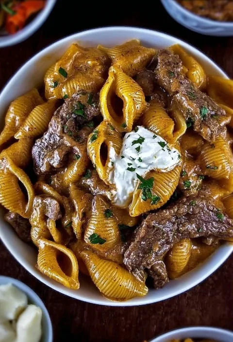 Creamy Paprika Steak Shells